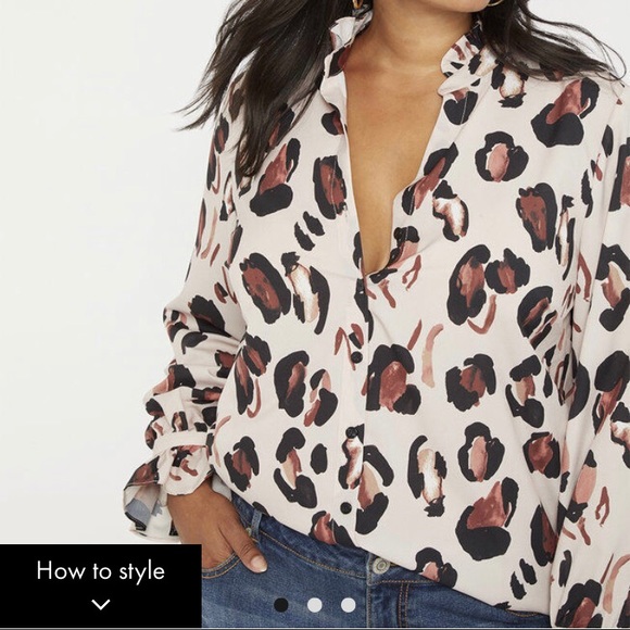 Eloquii Tops - NWOT Eloquii Leopard Print Button Down Blouse